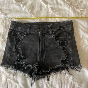 Black American Eagle Ripped Denim Shorts Size 6